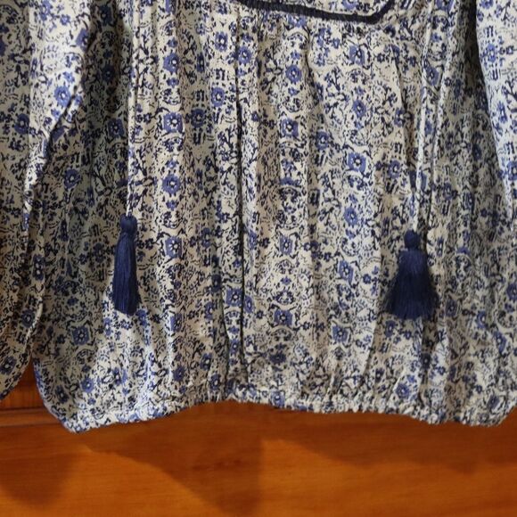 Lucky Brand Blue Floral Boho Peasant Top NWT Large Elegant Flowing Spring Style - Picture 7 of 14